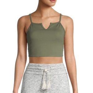Free People Movement V-Notch Tank Cargo Green M